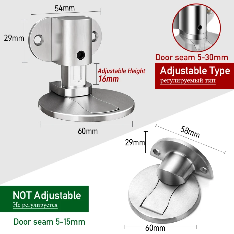 KAK Adjustable Door Stop Punch-free Magnetic Door Stopper Zinc Alloy Anti-collision Door Holder Hidden Doorstop Door Hardware