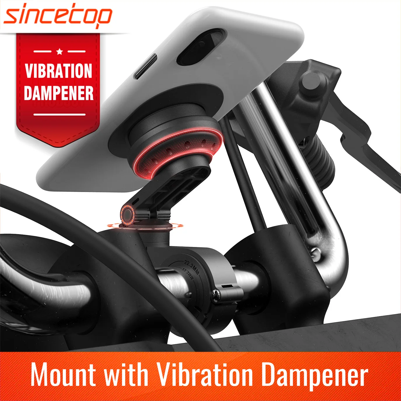 Motorcycle Phone Holder with Vibration Dampener for Handlebar Racing/Mountain Bike MTB Bicycle Motor Quick Mount Aluminum Stand