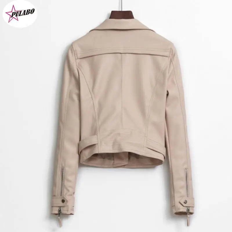 PULABO-Vestes en similicuir de moto pour femmes, Streetwear de motard, Manches longues, Lisse, Noir, Manteau rose, Automne, Hiver, Y2K