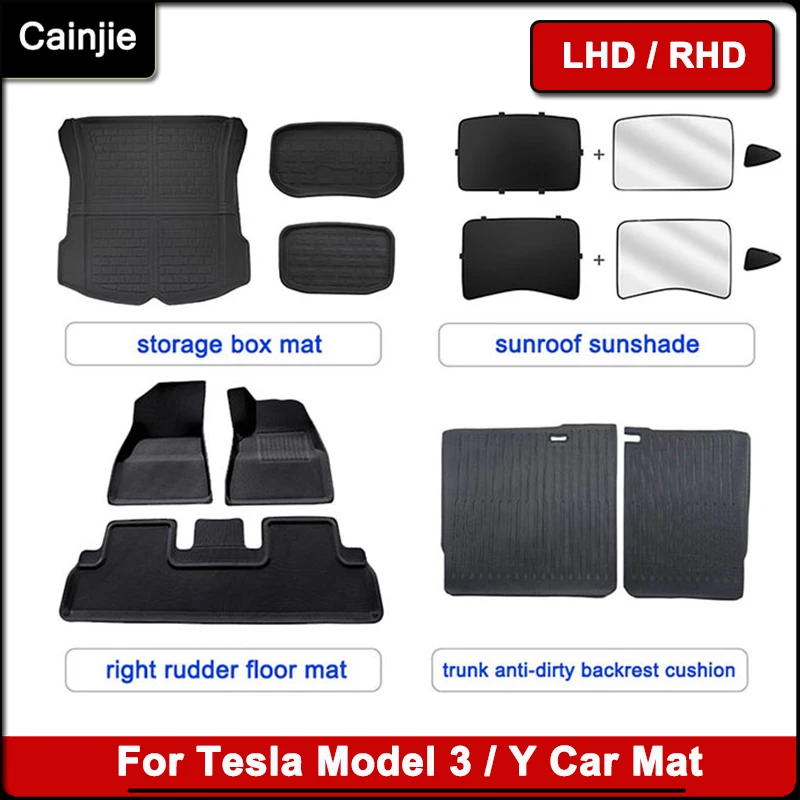 

For Tesla Model 3 / Model Y Car Trunk Mat LHD/RHD Floor liner Full Set XPE New Upgrade Waterproof Dirt-proof Pad Accessories