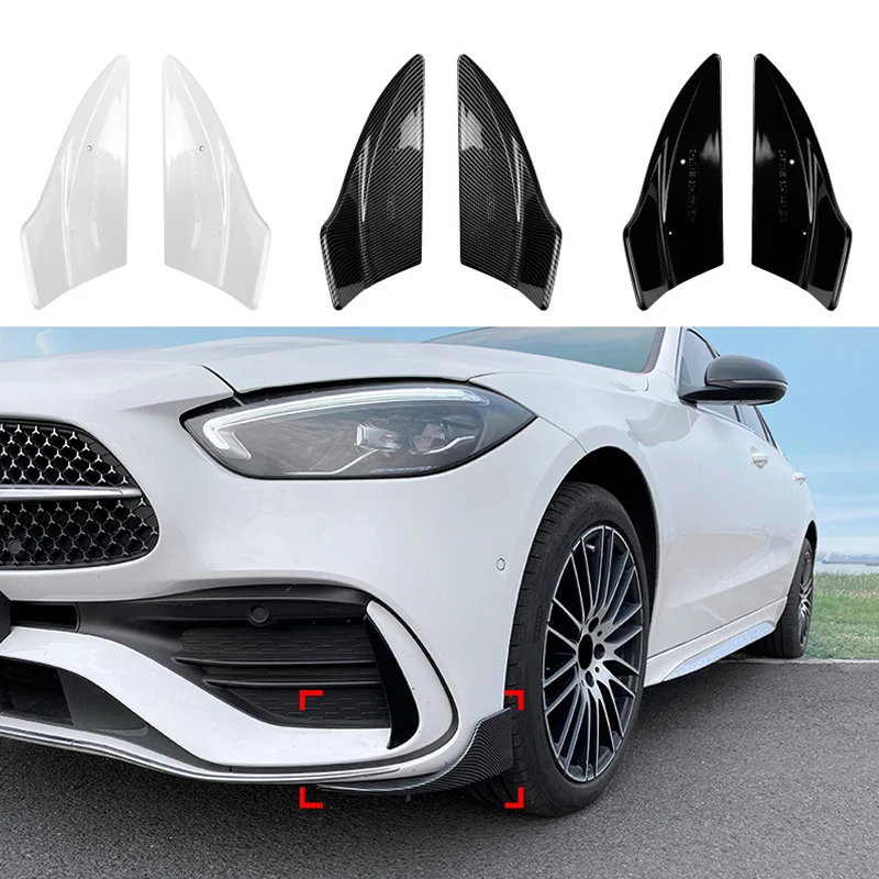 For Mercedes Benz C Class W206 AMG C200 C260 C43 For Brabus Car Front Bumper Side Splitter Air Vent Intake Lower Spoiler Canards