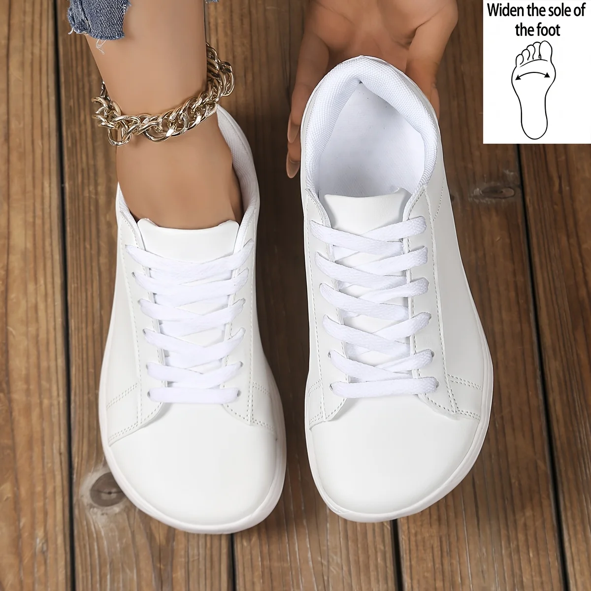 tenis-feminino-minimalista-de-couro-com-sola-macia-e-cadarcos-frontais-para-uso-casual-ao-ar-livre