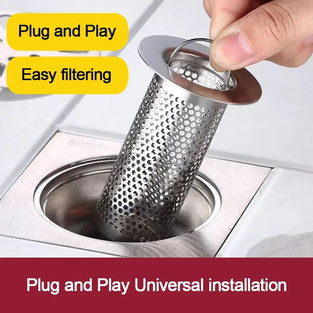 Edelstahl Bodenablauf Filter Mesh mit Griff Badezimmer Haar Falle Dusche Leck Net Sieb Küche Waschbecken Anti-verstopfen Filter