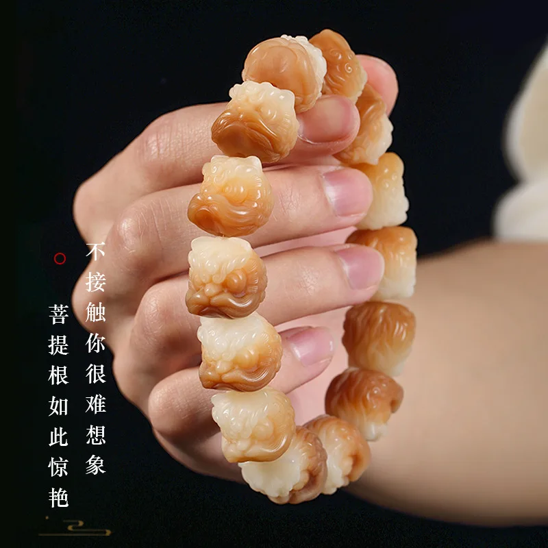 Bodhi Root Carved Gradient Xingshi Bracelet Buddha Beads Beads Crafts Accessories Seiko High Throw Factory Direct Sales