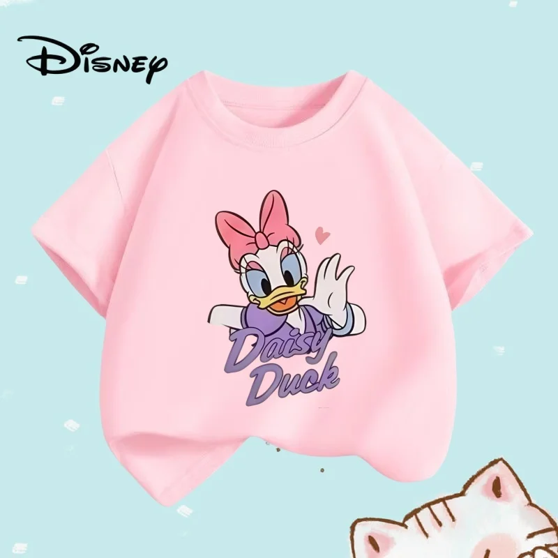 

Summer Children Girl Clothes Disney Daisy Is Cute Cartoon Prints T-shirts Fashion Kid Baby Girls Short Sleeve Crew Neck Top