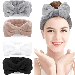 Spa kafa bandı yay HairBand kadınlar yüz makyaj kafa bantları yumuşak mercan polar duş yıkama yüz saç aksesuarları için headface