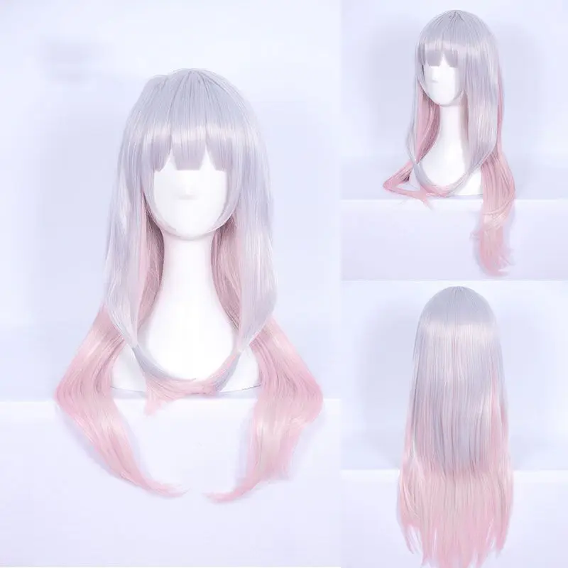 ‌DIFEI Erromanga Teacher Cosplay Wig - Asami Itsuka Gray Pink Gradient, Anime Character Hair, Premium Synthetic Fiber