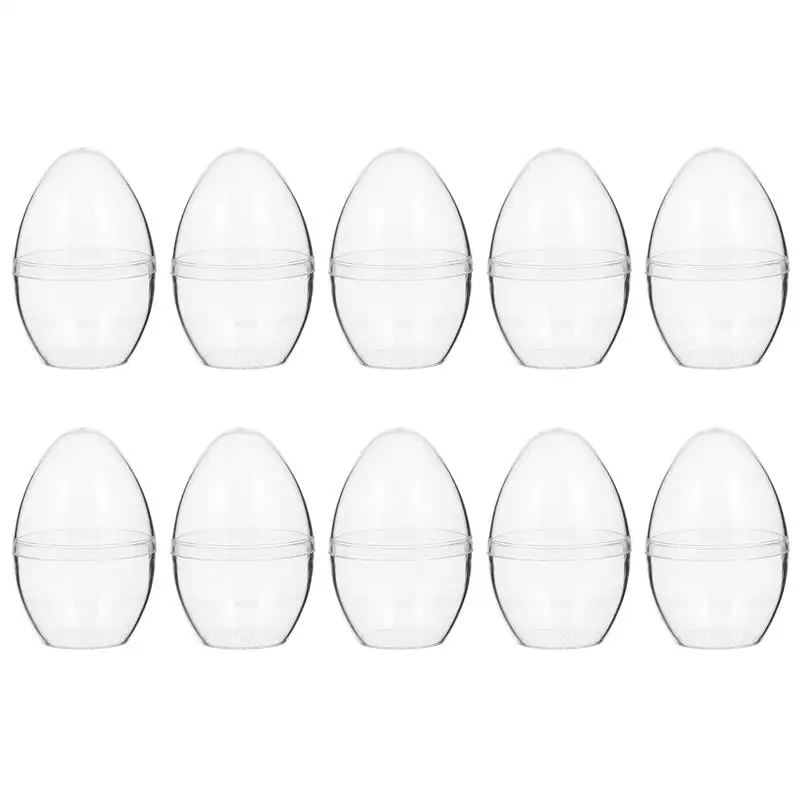 10pcs Fillable Clear Plastic DIY Egg Shape Mold Ball Ornament for Wedding Bath Bomb Christmas Party Decor