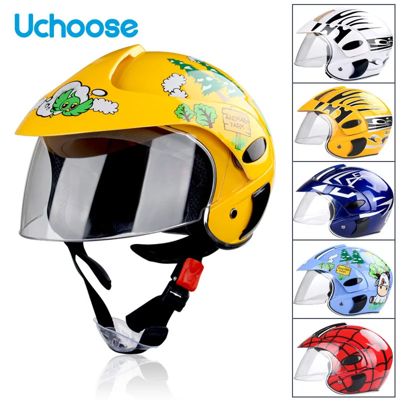 Uchoose Children\'s Construction Safety Helmet Built In Goggles For Engineer ABS Hard Hat Industrial Work Cap Head Protection