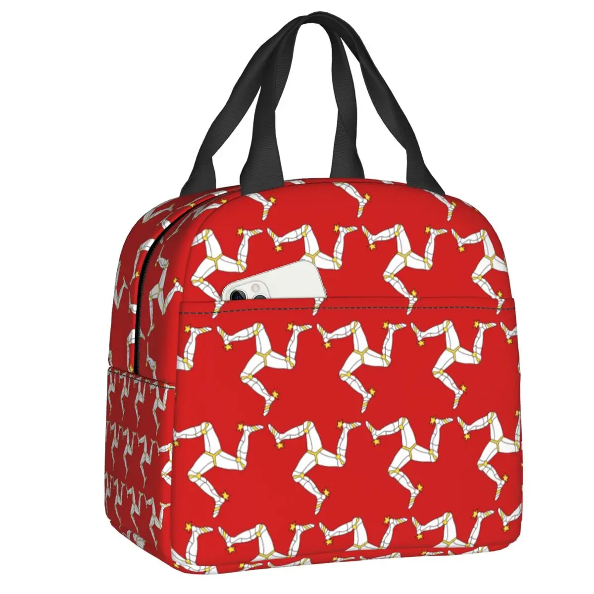 

Isle Of Man Flag Lunch Bag for Work School Reusable Picnic Insulated Cooler Thermal Lunch Box Women Kids Tote Container
