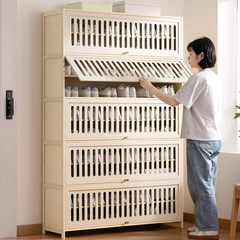 Nordic High Quality Large Capacity Shoe Rack Indoor Fashion Simple Solid Wood Home Shoe Cabinet Save Space Storage Household