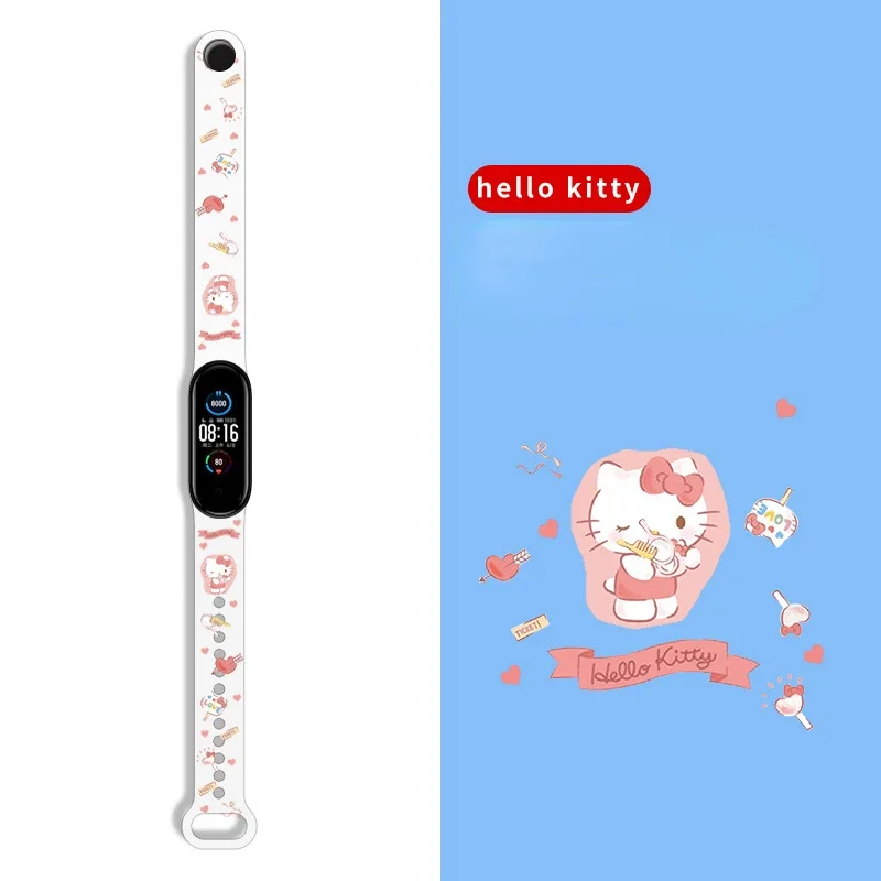 Hello Kitty Anime Cartoon Strap for Mi Band 7 6 5 4 3  Bracelet Strap New Correa for Xiao Miband 7 Strap Smart Watch Wrist Women