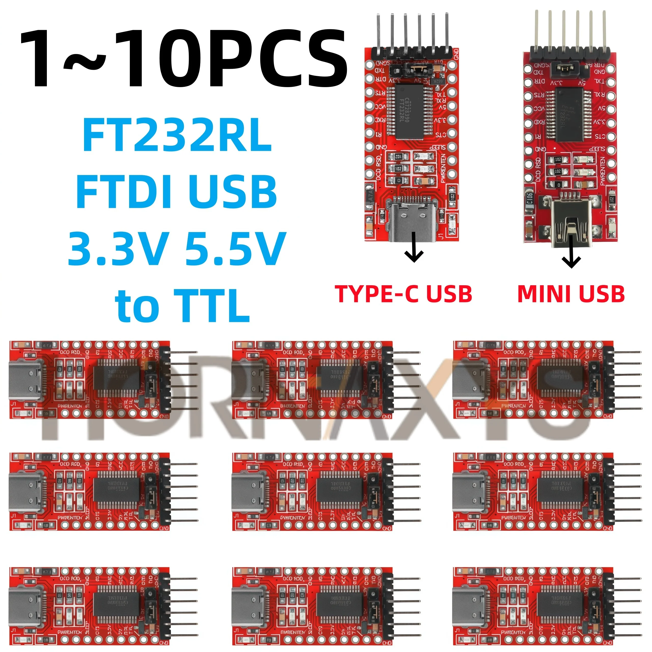 1-10PCS/FT232RL FTDI USB 3.3V 5.5V to TTL Serial Adapter Module for Arduino FT232 Pro Mini Port USB TO TTL 232 Mini / Type-C USB
