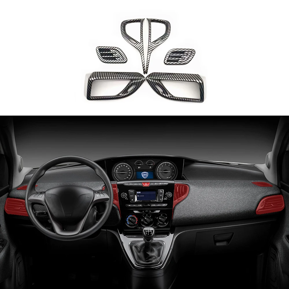 ABS Carbon Fiber Color  Air Conditioning Vent Frame Decorative Cover For Lancia Ypsilon