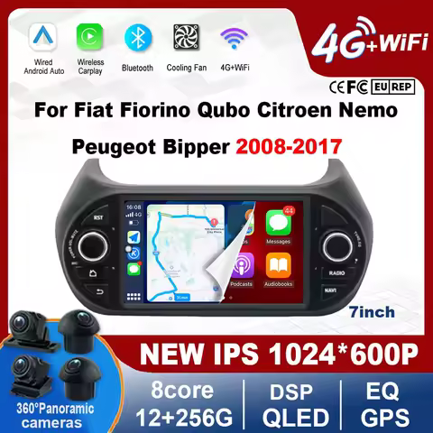 7" Android Auto Radio Stereo GPS Carplay Multimedia Video Car Radio For Fiat Fiorino Qubo Citroen Nemo Peugeot Bipper 2008-2017