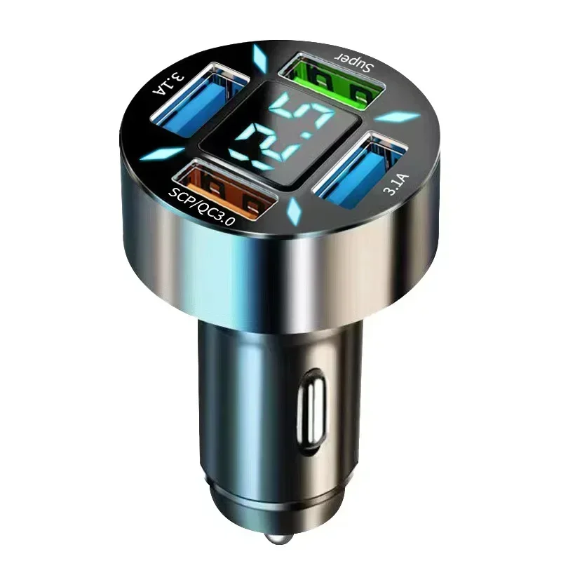 Car Fast Charging Multi-port Charger 12-24V Colorful Light One-to-six QC3.0 Quick Charging Adapter For Most Models Phones