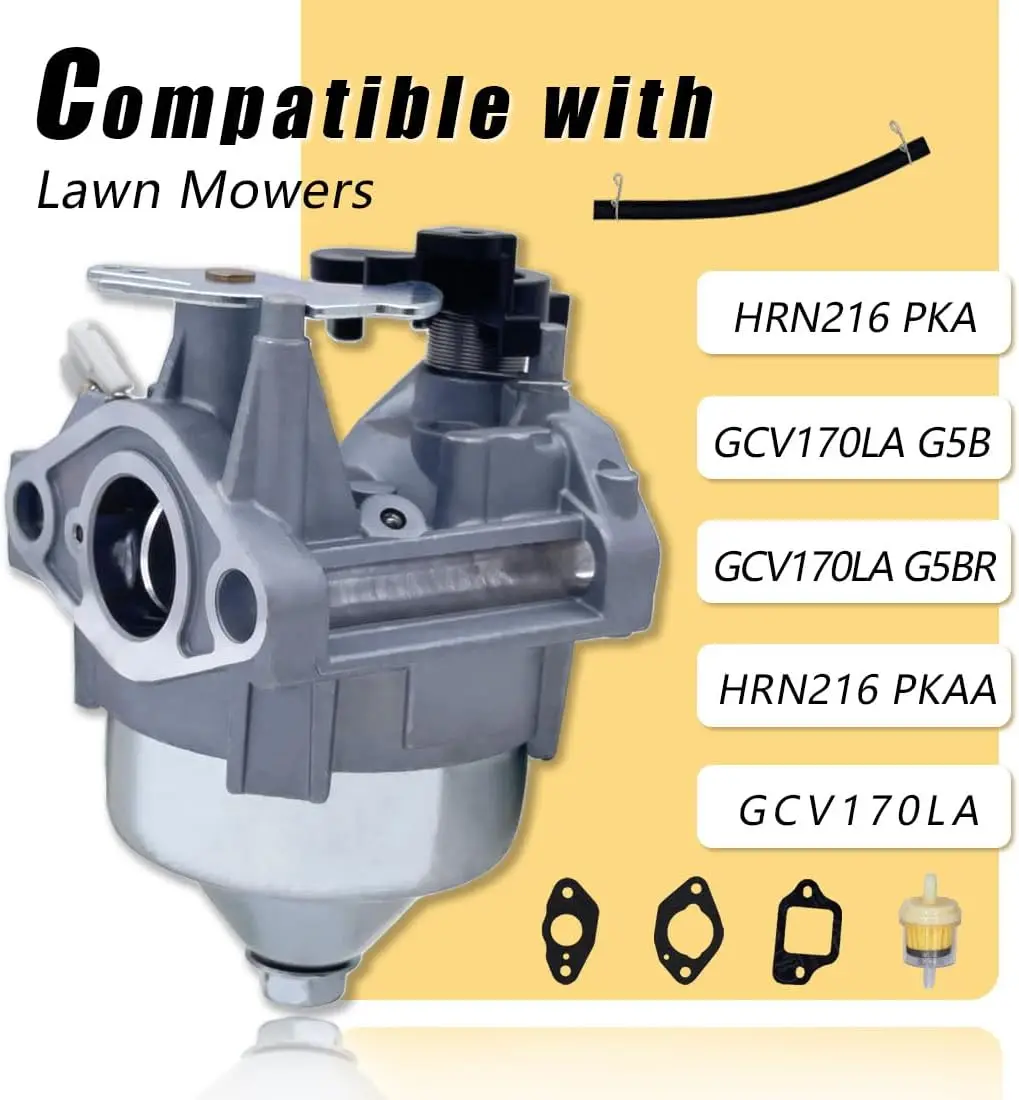 Carburetor for Honda GCV170 GCV170LA HRN216 Lawn Mower 16100-Z9L-811 with Spark Plug Gasket Carb Tune Up Kit