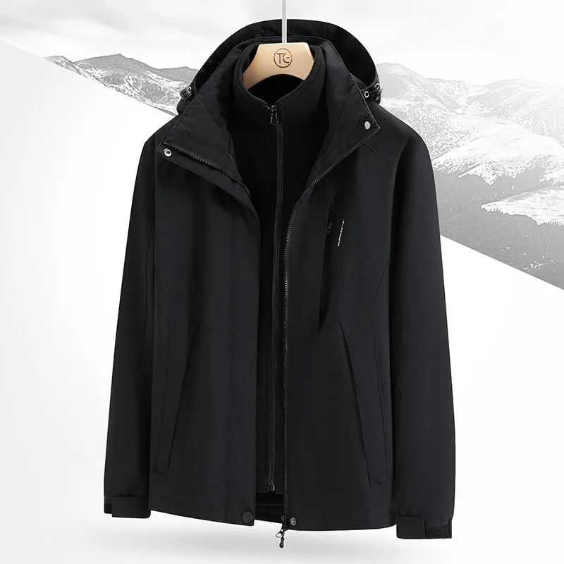 

Waterproof Hiking Coat Windbreaker Coat Unisex Two-pieces Sets 3 in 1 Parkas Jackets Male New Arrived Winter Men Outdoor Jacket