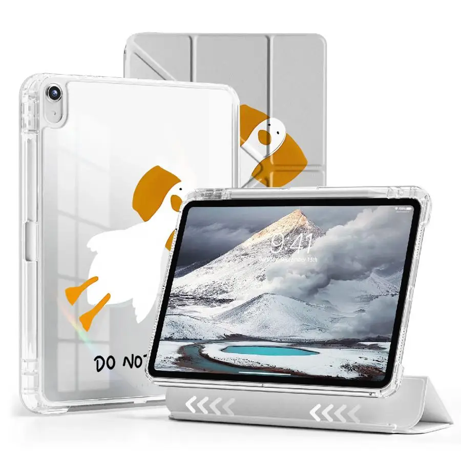 

Чехол-подставка для планшетов iPad Pro 2025, Mini 6, 7, Air 4, 5, M3, M2, M4, 11 дюймов (11-го, 10-го, 9-го, 8-го, 7-го поколений), 12.9 дюймов, Y-Fold, с мультяшной уткой