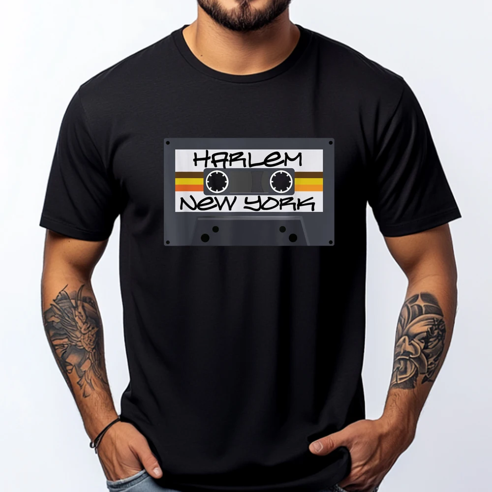 

Harlem New York Cassette Tape Tee Shirt Items Lowest Prices Short Sleeve T-Shirt Outdoor Streetwear Short Sleeve