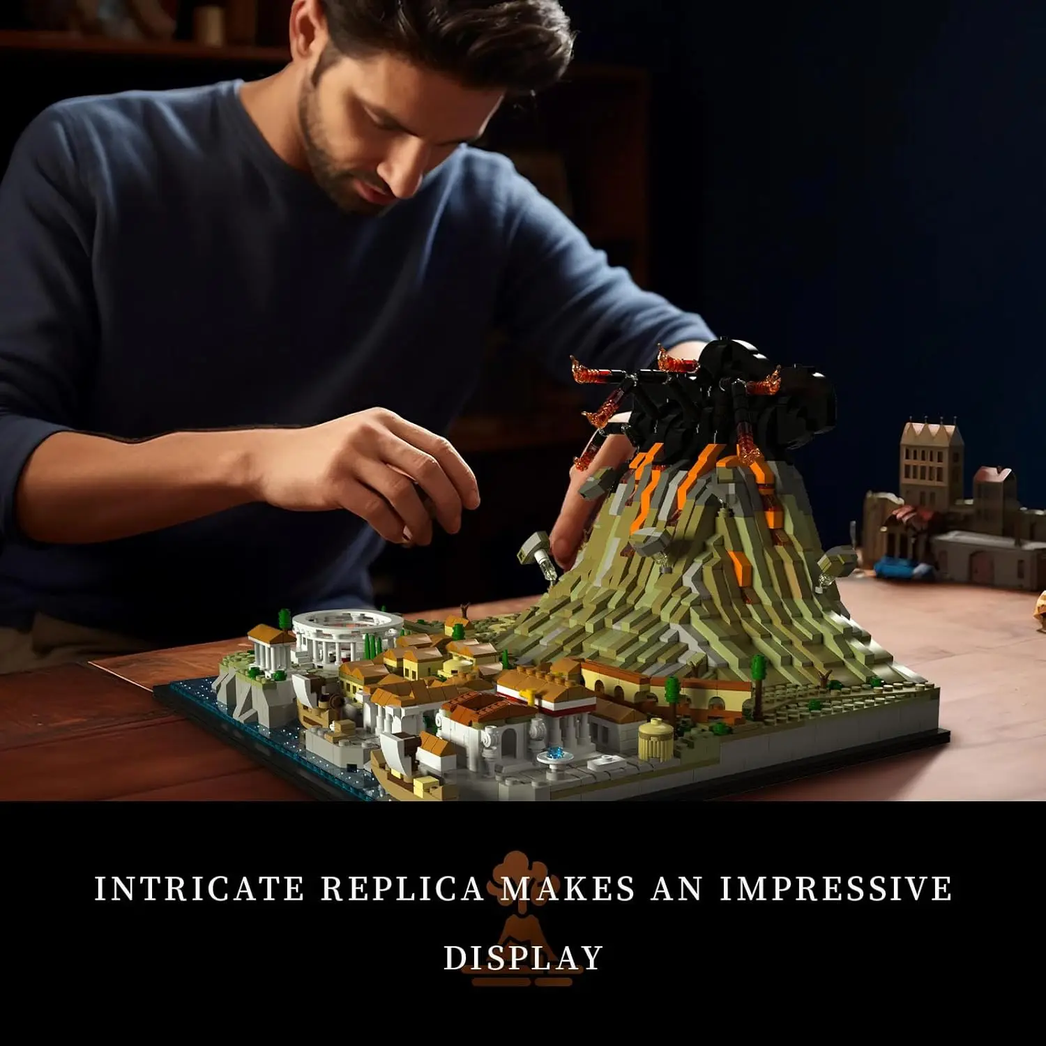 Architektura Starożytna Miasto Pompeje Zestaw do budowania; Wyspa Wesejowska Kolekcjonerski Zestaw Ekspozycyjny 2539 Elementów dla Dorosłych i Nastolatków; Comp