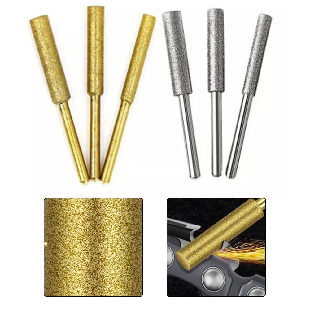 6pcs Diamond Grinding Head Burr 4MM/4.8MM/5.5MM Grinder Chain Saw Drill Carving Eners For Metal Jade Wood Molds Polishing Tools
