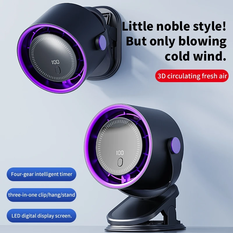 Ventilador de circulação multifuncional com clipe 3-em-1 turbo ventilador elétrico de alta velocidade 100 níveis de ajuste livre mini ventilador