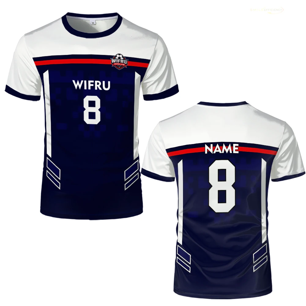 موضة ثلاثية الأبعاد مطبوعة قمصان كرة القدم WIFRU الصيف التجفيف السريع الرياضة قصيرة الأكمام تي شيرت الرجال والنساء شخصية مخصصة القمم #2