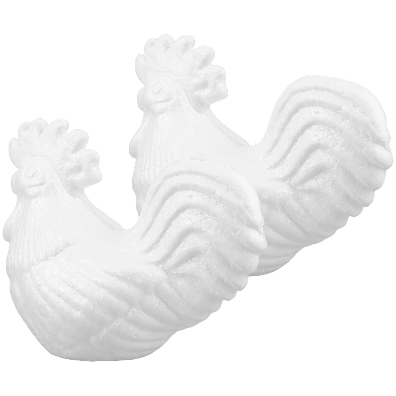 

2pcs Foam Chicken Craft Rooster Diy Graffiti Kids Unfinished Blank Animal Sculpture White Craft Modeling Playtime Kitchen