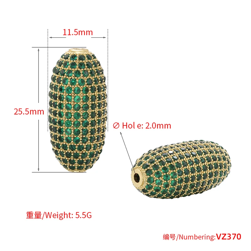 ZHUKOU Oval beads for jewelry making Cubic Zirconia jewelry making beads big beads to make bracelets Jewelry materials VZ370