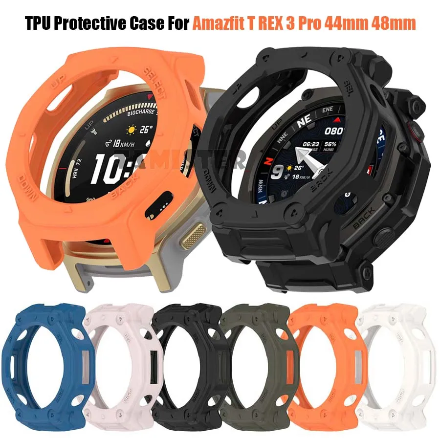 Capa tpu para amazfit t rex 3 pro 48mm 44mm capa protetora escudo pára-choques para amazfit t-rex 3 pro relógio inteligente protetor acessório