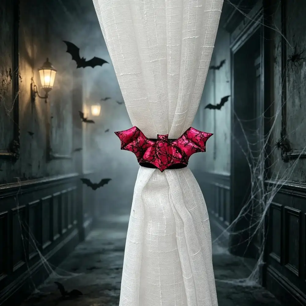 Bat Shape Window Drapes Holders Halloween Curtain Tiebacks Halloween Bat Curtain Tieback Glossy Drapery Holder Haunted House