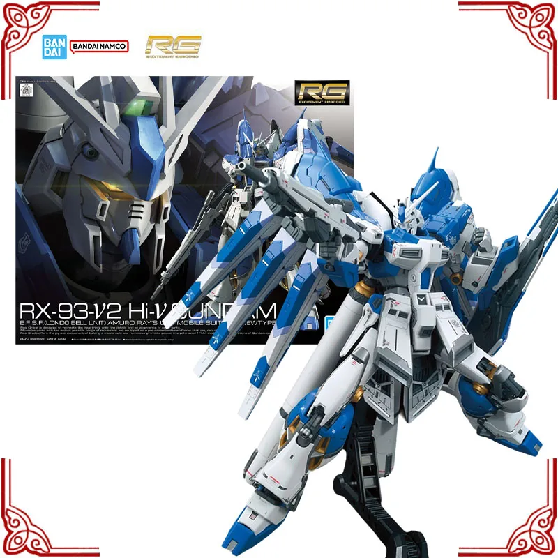En Stock, Kit de Modelo Gundam Original de Bandai, RG 1/144 RX-93-v2 Hi-v Gundam, Figura de Acción de Anime, Modelo Coleccionable para Armar, Juguetes y Regalos