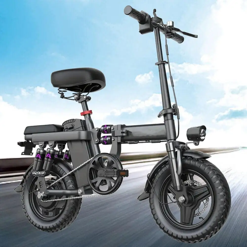 

500W Folding Electric Motorcycles Bike 48V 20AH/15AH/10Ah Removable Battery, 14'' Foldable EBike For Commuting And Traveling