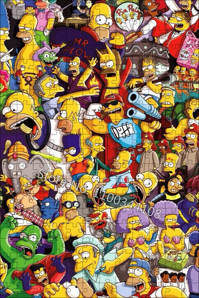 Disney The Simpsons Jigsaw Puzzle Adult Decompression Toys 300/500/1000 Pieces Wooden Puzzles Difficult Challenges for Children