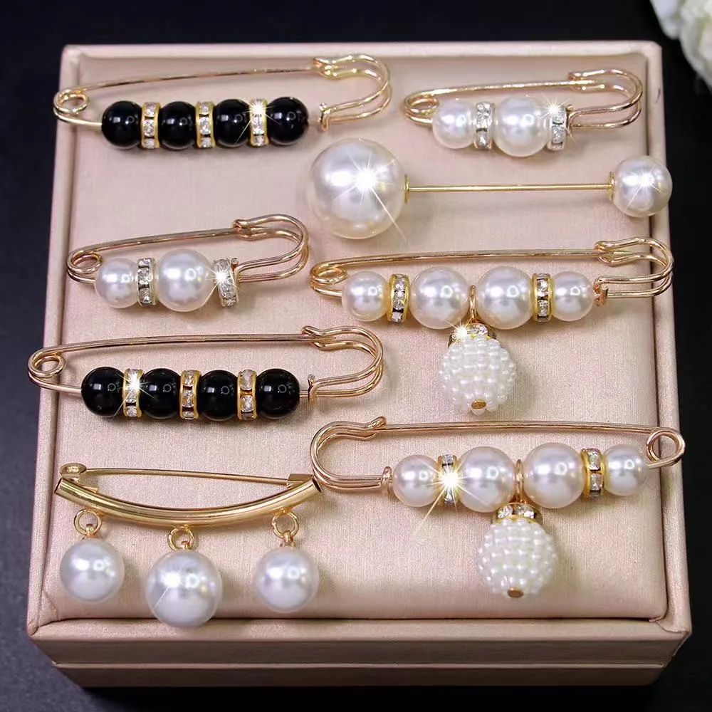 AINAMEISI 8/12pcs Fashion Pearl Brooch Waist Cinching Adjustable Skirt Anti-slip Metal Pin Fixed Clothes DIY Accessories view 4