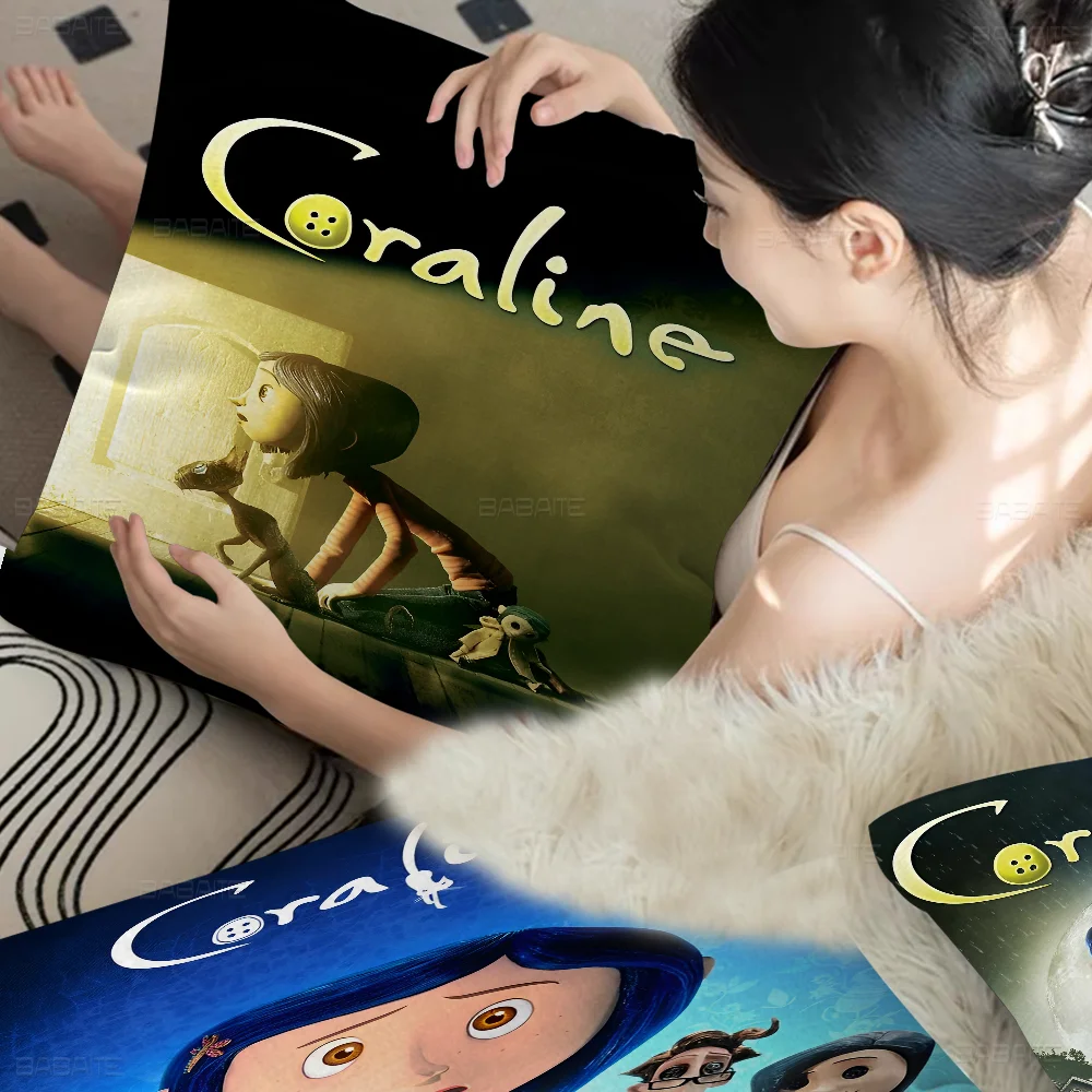 Classic Anime Movie Coraline Personalized Picture Text Home Decorative Pillows Household Gifts 45x45cm