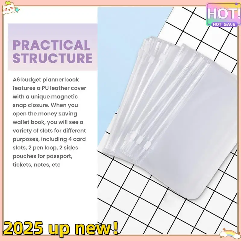 

L47anew!-A6 Money Budget Ring Binder,Cash Stuffing Budget Wallet Planner Binder With Cash Envelope, Money Folder Wallet Organise