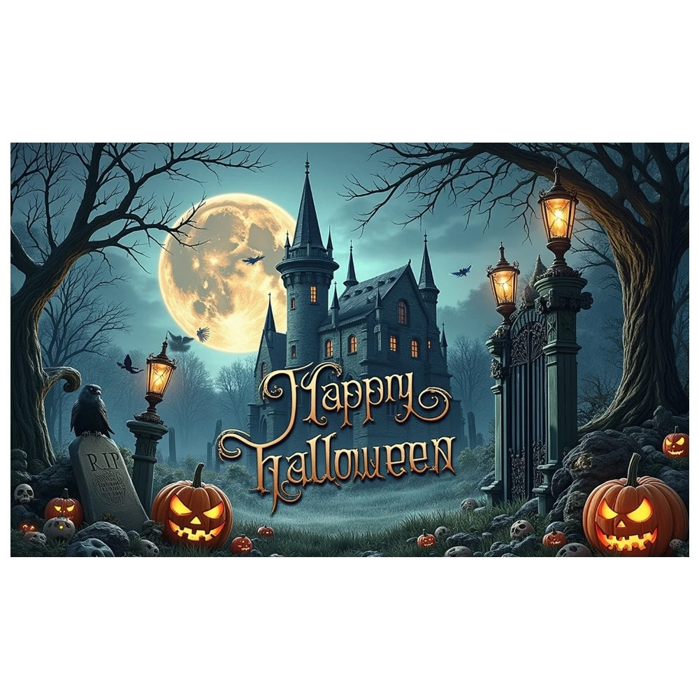 ديكور المنزل المسكون، خلفية القمر البدر، لافتة الهالوين، خلفية الصورة، موضوع قوطي، لافتة الحفلات القوطية لحفلات الحدث المخيف #6