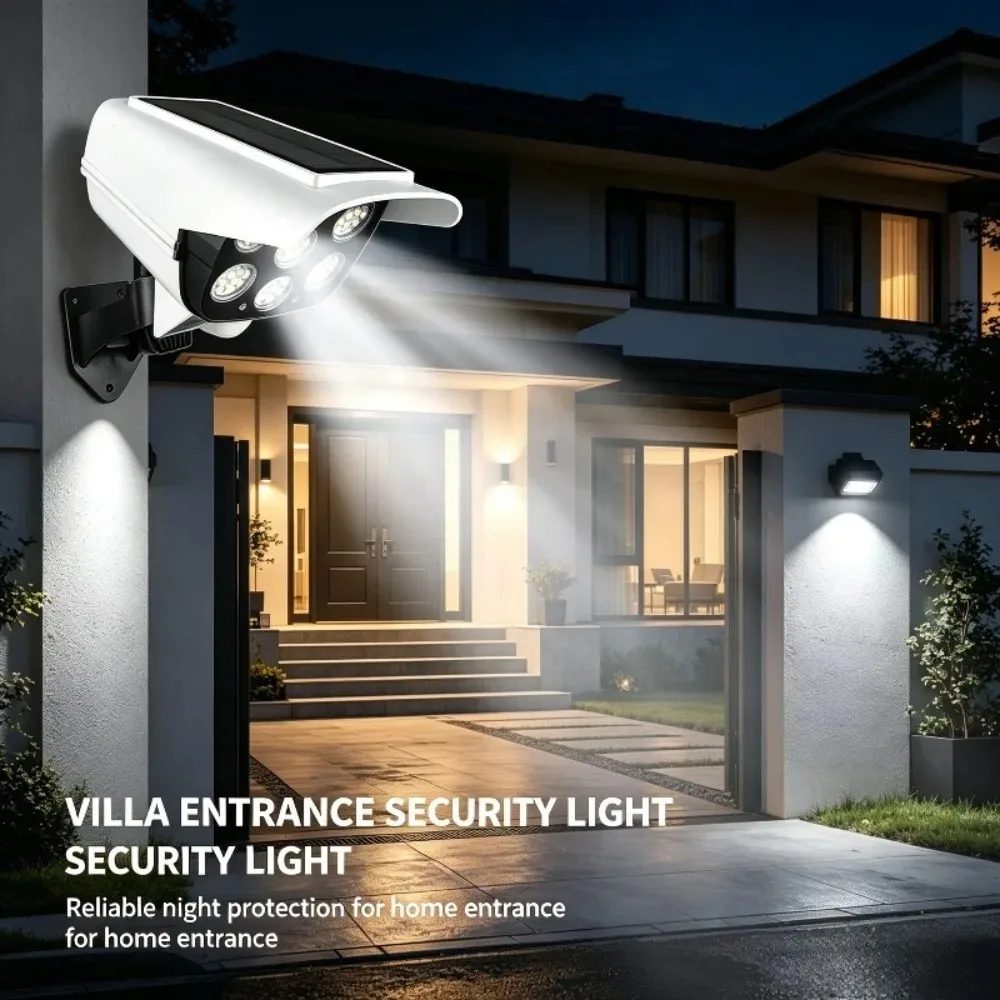 Wireless Solar LED Security Light, Dummy Camera Shape with Integrated Panel for Garden Walls