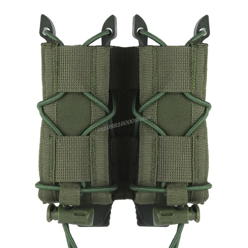 Tiger Type Double 9mm Mag Pouch Tactical .40 .45ACP Magazine Bag Pistol Flashlight Torch Holder Hunting Carrier Belt Accessories