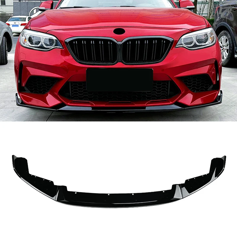 

Gloss Black/Carbon Fiber Look Car Front Bumper Lip Diffuser Spoiler For BMW 2 Series F87 M2 CS Style 2016-2021