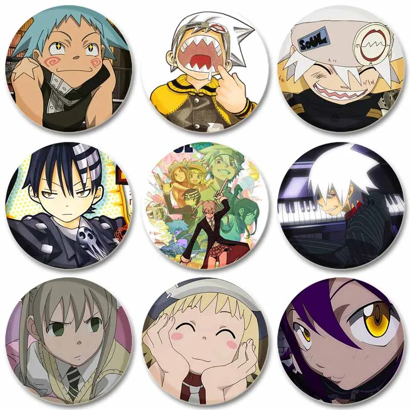 Anime Characters Death The Kid/Patricia Thompson/Evans/Maka Albarn/Crona/Elizabeth Thompson Brooches Badges Soft Button Pins