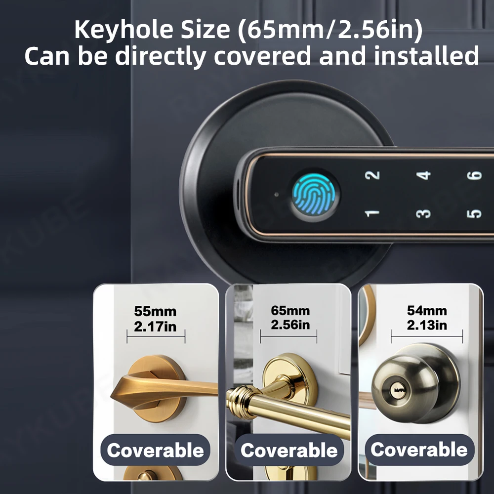 RAYKUBE M3-S Tuya Digital Fingerprint Door Lock Electronic Lock with Password/Key/Smartlife/Tuya APP Remote Unlock For Bedroom