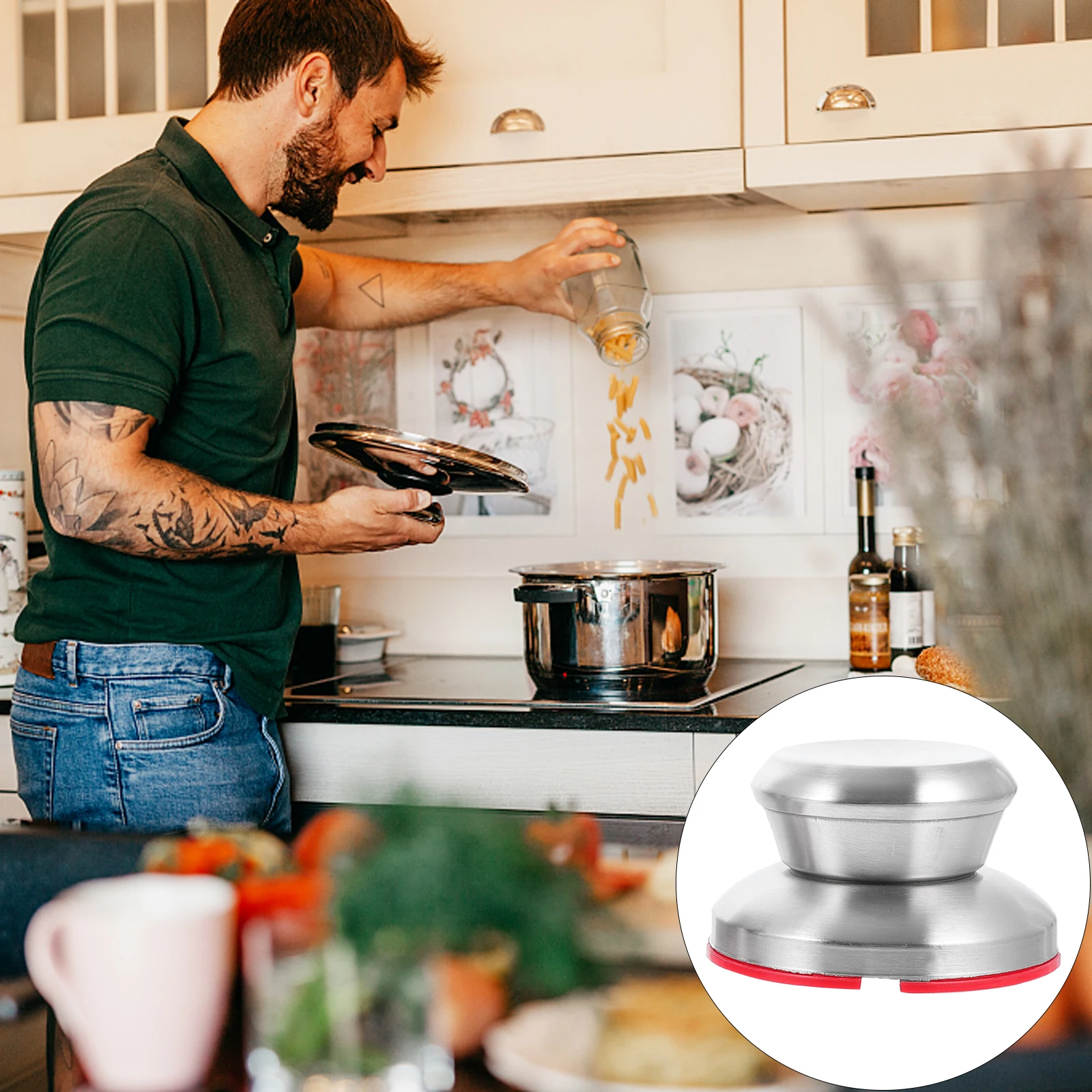 

3pcs Kitchen Pot Lid Replacement Handles Stainless Steel Heat Resistant Pan Cover Grips For Wok Milk Pot Lids Silver