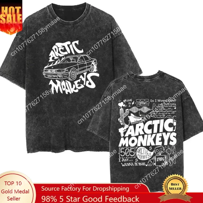 

Retro Rock Arctic Monkeys Music Album Graphic T-Shrit Men's Women Washed Oversized Short Sleeve T Shirt Y2k Hip Hop Streetwear