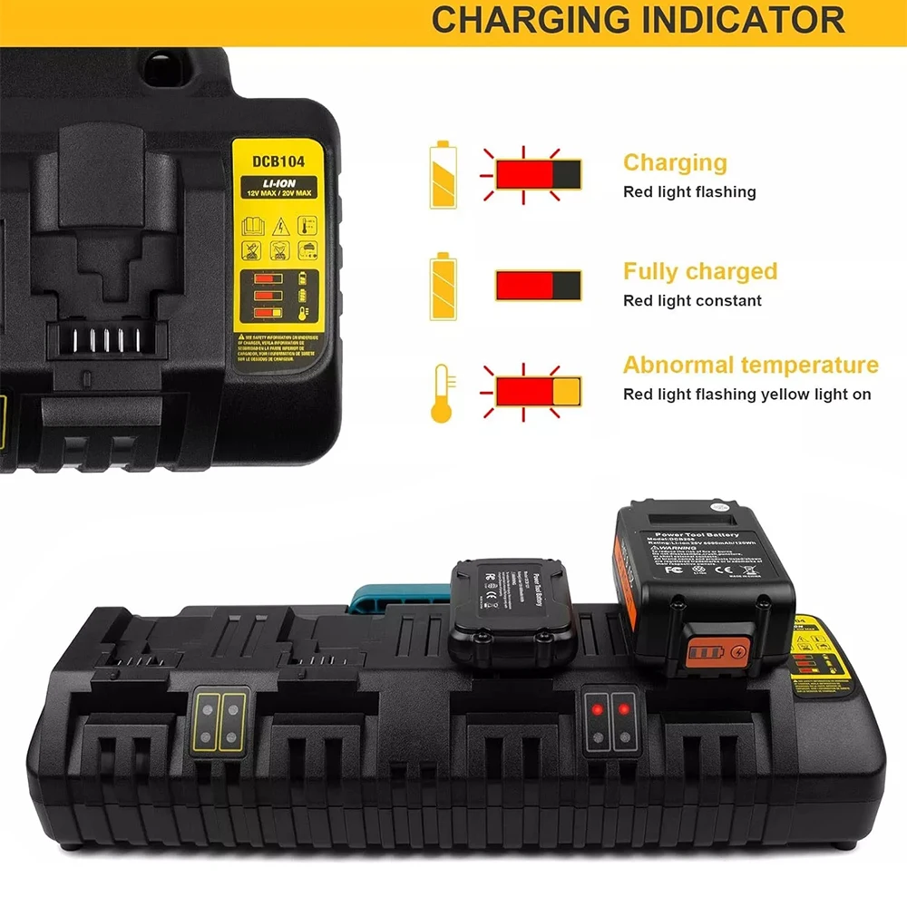 Li-Ion Battery Charger DCB104 DCB102 DCB118 DCB1418 For Dewalt 14.4V 18V 20V 60V Lithium Battery DCB140 DCB183 DCB200