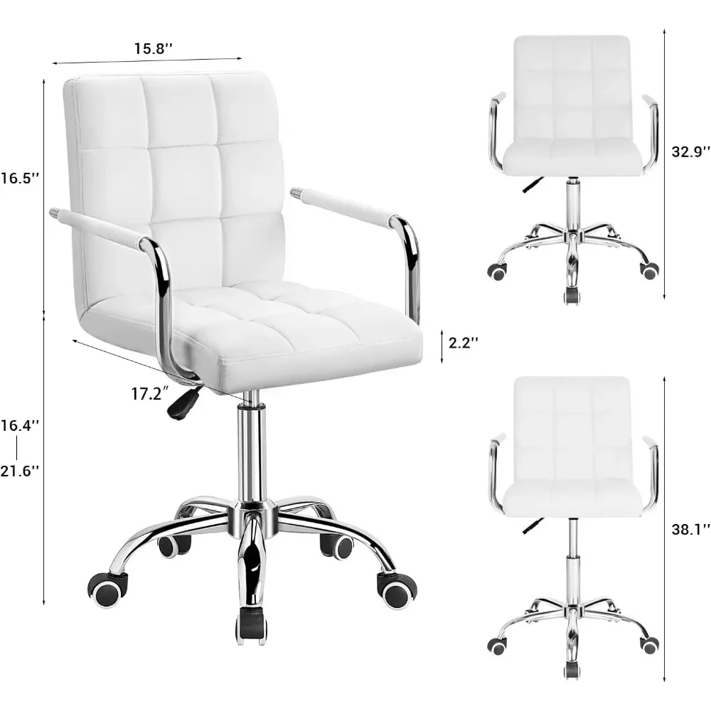 Chaise de travail de bureau à dossier moyen, lit en cuir PU, bureau de direction moderne, bureau à domicile, rétro, confortable, fauteuil de travail résistant aux chocs à 360