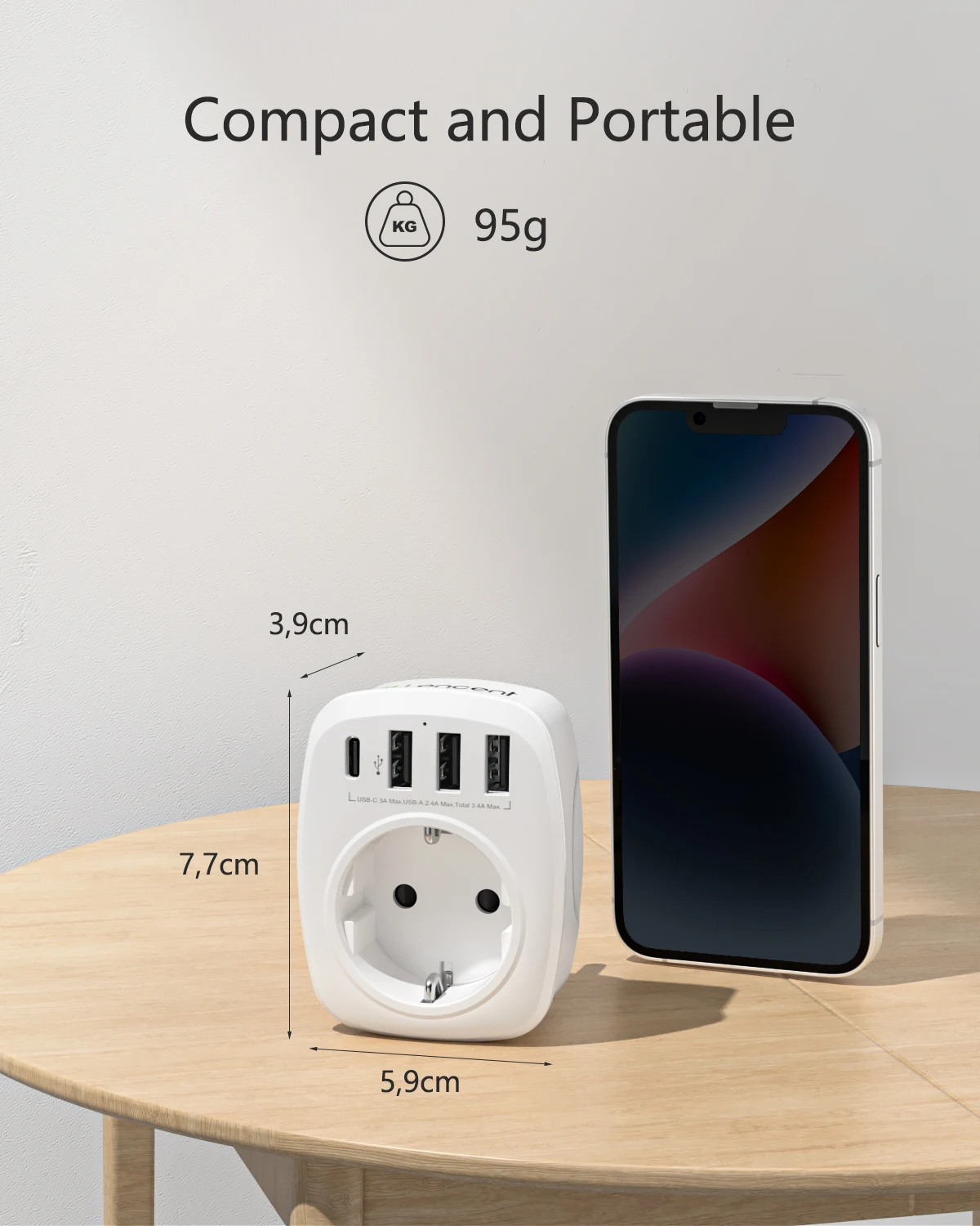 LENCENT EU Stecker Outlet Expander Wand USB Ladegerät mit 1 AC Outlet 3 USB Ports und 1 Typ C Reise adapter 4000W für Reise Hause