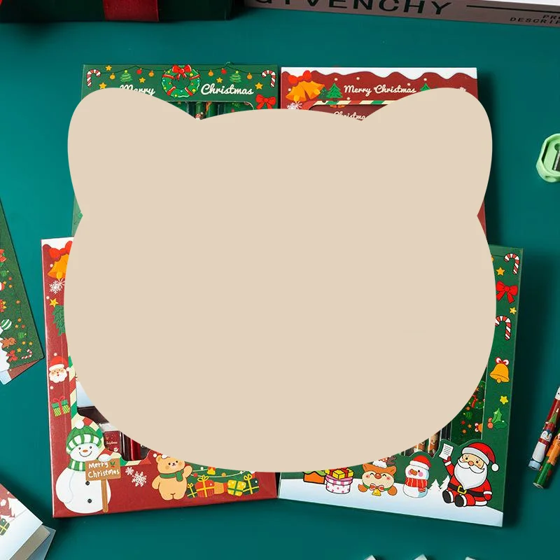 6Pcs Christmas Stationery Gift Set Xmas Party Favor Include Cartoon Notebook Pencil Ruler Eraser For School Supply For Daily Us